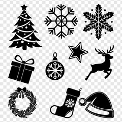 Christmas Holiday Season Black Silhouettes Collection