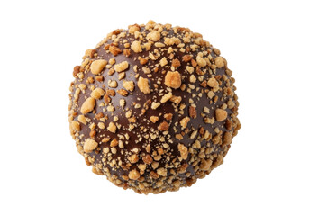 Delicious chocolate truffle covered with chopped nuts isolated PNG, gourmet confectionery dessert for patisserie and sweet treat concepts