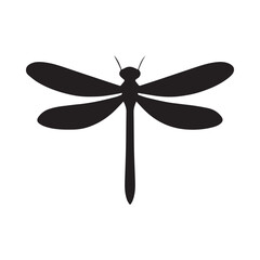 Stylized Dragonfly Silhouette with Elongated Wings and Slender Body Isolated Vector
