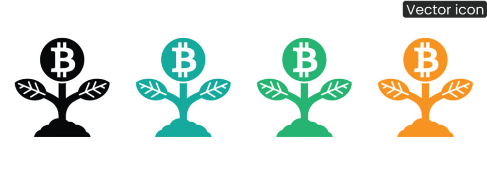 Visualize financial prosperity and successful digital asset growth with these dynamic Bitcoin icons, perfect for showcasing investment and cryptocurrency success.