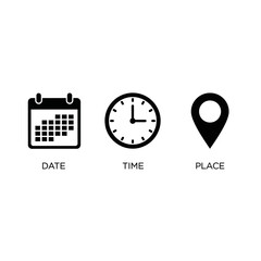 vector calendar, time, location icons set