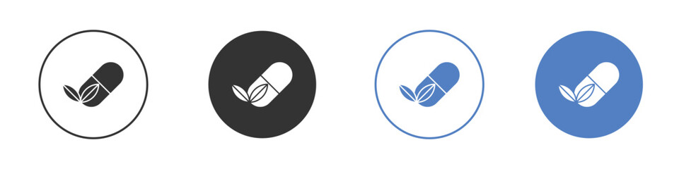 Herbal capsule icon pictogram set. Vector icon designs