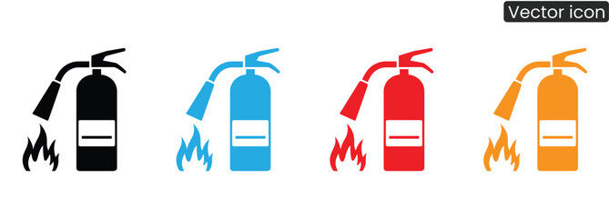 Vibrant fire extinguisher icons in multiple colors symbolize urgent safety and essential preparedness for emergencies, vital for any critical environment.