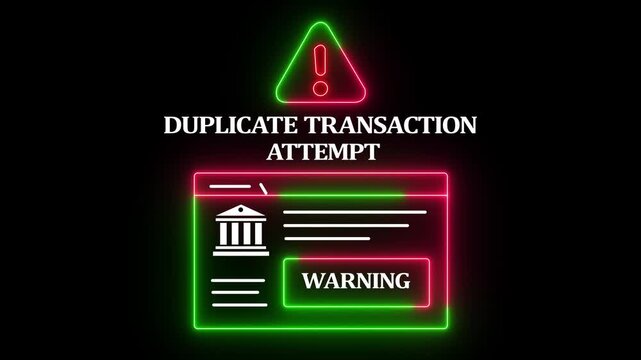 Digital Banking duplicate transaction attempt warning An illustrative image depicting a secure online banking interface, highlighted with a padlock symbol within a shield 4k video.