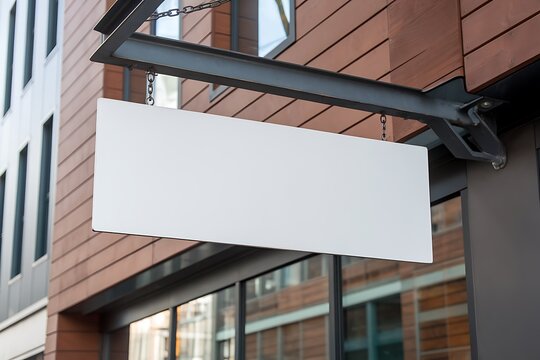 Blank outdoor business sign, perfect for customization, offering a clean and professional aesthetic for promoting your brand or business.