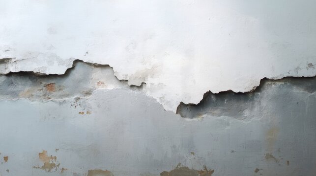 Textured wall with chipped paint and peeling layer revealing the rough surface underneath, creating a weathered and rustic look for artistic backgrounds