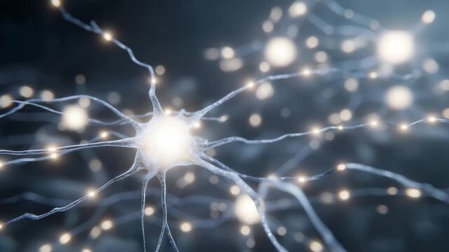 Close-up of neuromorphic chip prototypes with glowing synapse connections, overlaid with 3D holographic simulations of neural activity for advanced AI hardware, cognitive computing design, and