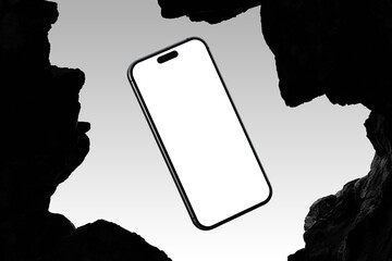 iPhone Mockup on Black Rock