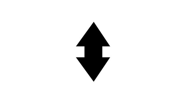 arrow indicating double meaning up and down sense icon animated on white background. Two Moving arrow up and down. up and down animated arrow symbols. Up down directional black arrow. 