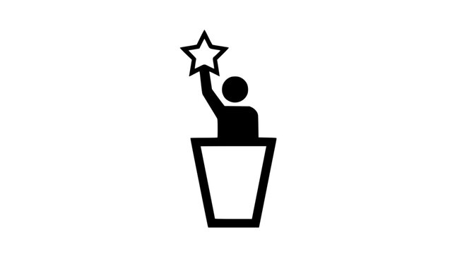Employee reward black white icon pictogram flat 