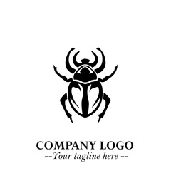 Beetle Logo Symbol in Black on the White Background with Simple Modern Insect Design