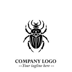 Beetle Logo Symbol in Black on the White Background with Simple Modern Insect Design