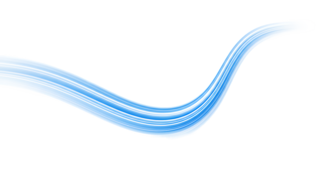 Abstract flowing light blue wave with soft edges isolated on transparent background