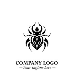 Beetle Logo Symbol in Black on the White Background with Simple Modern Insect Design