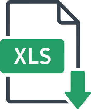 Xls document file download icon illustration representing spreadsheet data transfer, excel format, and digital information storage for web and app interfaces.