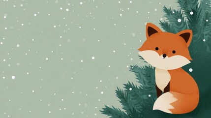 Obraz premium fox on a Christmas background illustration.
