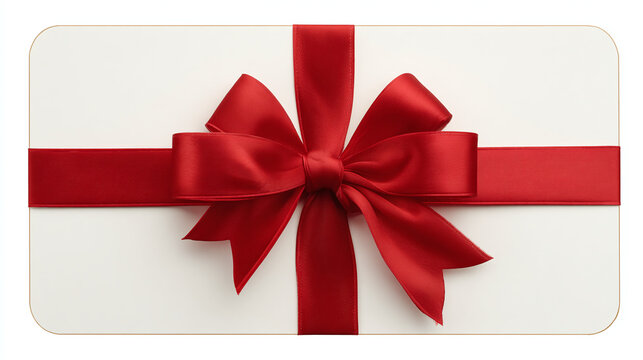 A stylish gift card with a vibrant red ribbon and bow adds a touch of sophistication, perfect for gifting on special occasions.