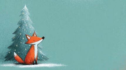 Obraz premium fox on a Christmas background illustration.
