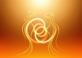 Ram and Sita Union. Abstract Golden Divine Energy Art.