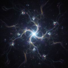 Abstract Fractal with Central Star and Tendrils