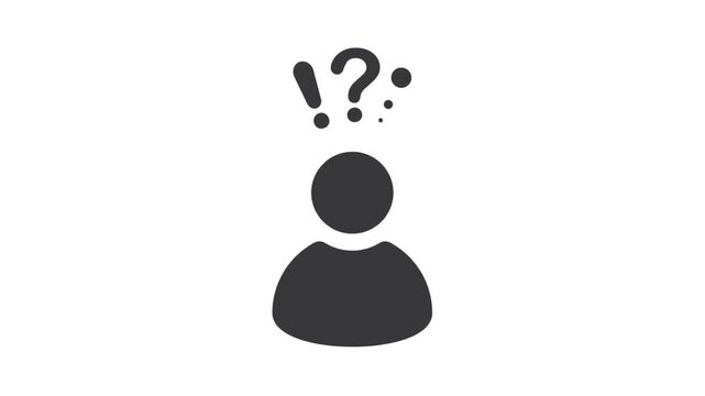 User silhouette with question mark - video. FAQ.