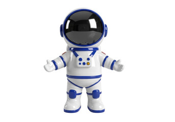 Cute astronaut toy PNG isolated on transparent background, spaceman figurine with blue accents for kids and space exploration themes © Noah