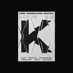 Abstract poster design with letter K and liquid glass distortion and refraction effects. Composition blending typography, reflection, and optical illusion.