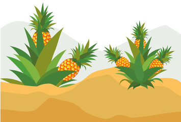 pineapple fruit illustration with flat style design, fresh fruit.