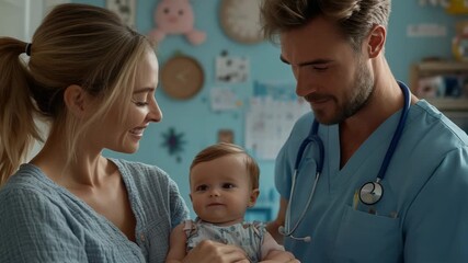 selective focus pediatrician preparing to give vaccination to baby in modern pediatric office - Powered by Adobe