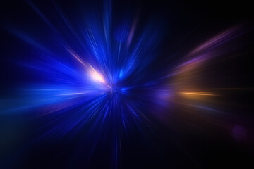 Blue Energy Burst with Light Trails, Warp‑Speed Effect