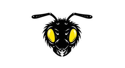 Ant Head Logo Design Featuring an Angry Expression and Yellow Eyes
