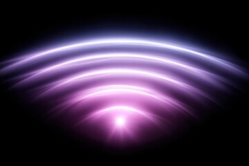 Signal Radiance: An ethereal vision of interconnected energy waves emanates from a central point, bathed in captivating hues of purple and white.