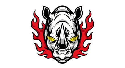 Rhino with Burning Flame Vector Graphic