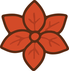 Warm-Toned Six Petal Blossom Symbol with Brown Outline - Simple Botanical Graphic