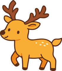 Fototapeta premium Smiling Cartoon Deer with Antlers Walking - Whimsical Animal Illustration
