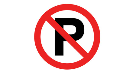 No Parking Sign - Red Circle with a Black P and Diagonal Line