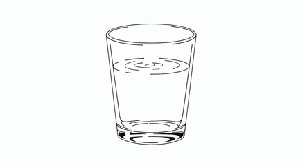 A simple line art drawing of a glass of water on a white background