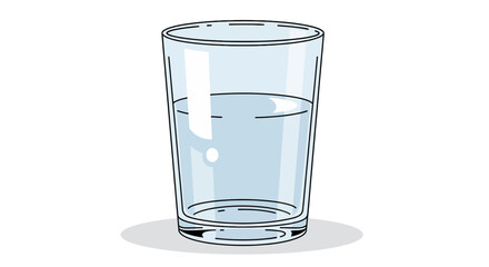 A clear glass filled with fresh, pure water on a white background