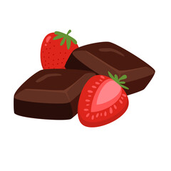 Chocolate set illustration with strawberry. Delicious and sweet chocolate variation. Can be used for wallpaper and sticker