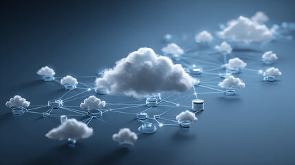 Cloud computing concept: interconnected clouds symbolizing data transfer and storage