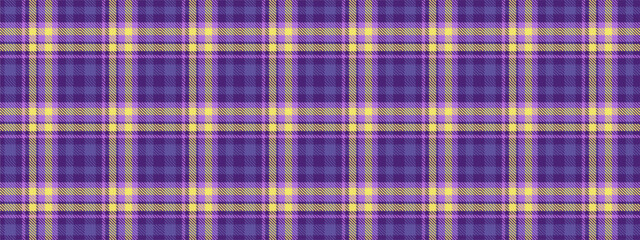 A Seamless Pattern of Intersecting Lines in Shades of Deep Purple and Light Yellow Creating a Plaid Effect.