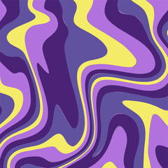 Amesian Inspired Psychedelic Swirls of Purple and Yellow Creating a Groovy Abstract Retro Pattern.