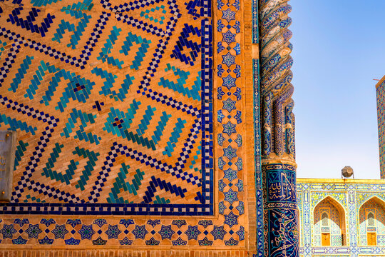Samarkand, Uzbekistan - Sep 09, 2025:  The Gūr-i Amīr or Guri Amir is a mausoleum of the Turco-Mongol conqueror Timur in Samarkand, Uzbekistan.