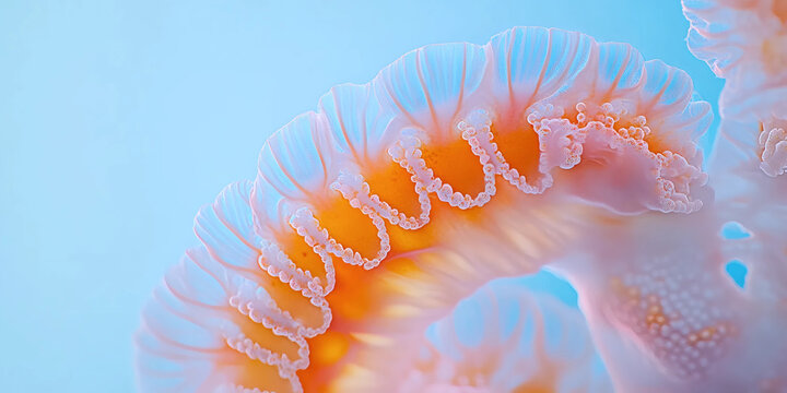 Jellyfish Tentacle Close-Up, Oceanic Marine Life, Ethereal Sea Creature Detail
 - Powered by Adobe