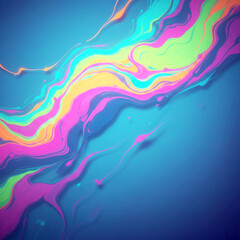 Fototapeta premium Vibrant liquid ink flow with bright neon colors creates dynamic abstract patterns perfect for modern design backgrounds