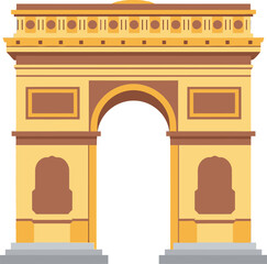 Fototapeta premium Arc de triomphe vector illustration representing the iconic parisian landmark, a symbol of french history, culture, and architecture, isolated for design projects.