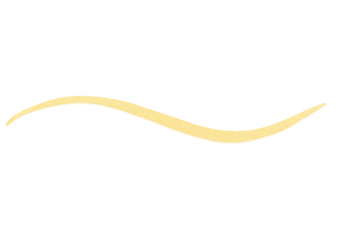 Yellow abstract curved line or wave element with shimmering texture on a transparent background