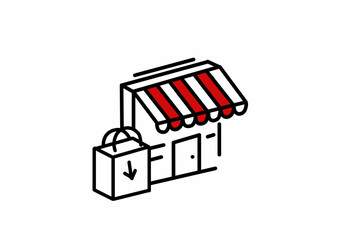 E-commerce line white icon. Online shopping in smart phone. Digital purchase. Mobile store sign. Sign for web page, app, promo. Vector isolated object.