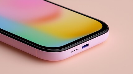 Stylish pink smartphone displaying vibrant screen colors