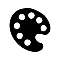 Artist paint palette icon with circular wells for colors Vector, illustration